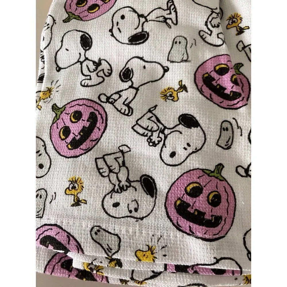 3 Pack Peanuts Snoopy Woodstock Halloween‎ Kitchen Towels Pink Pumpkin 16 X 26”